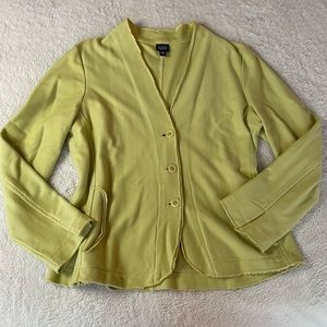 Eileen Fisher light green chartreuse button long sleeve sweater size M